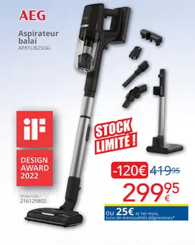 Offre: AEG Aspirateur balai