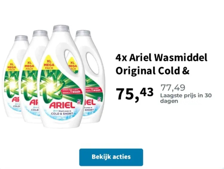 Aanbieding: Ariel Wasmiddel Original Cold & Short