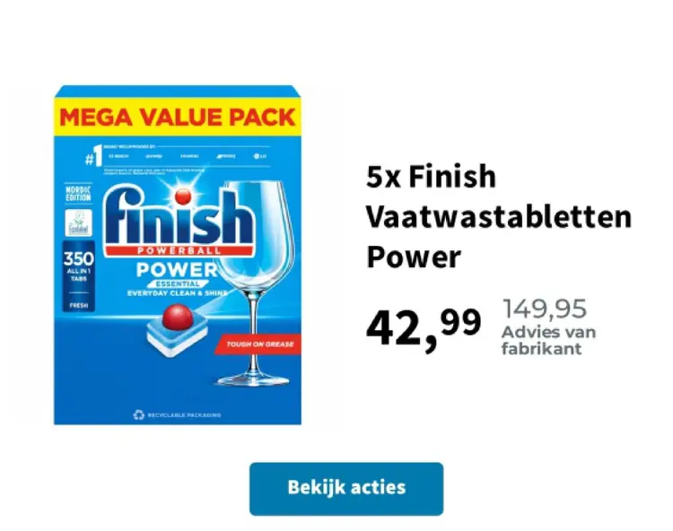 Aanbieding: Finish Vaatwastabletten Power