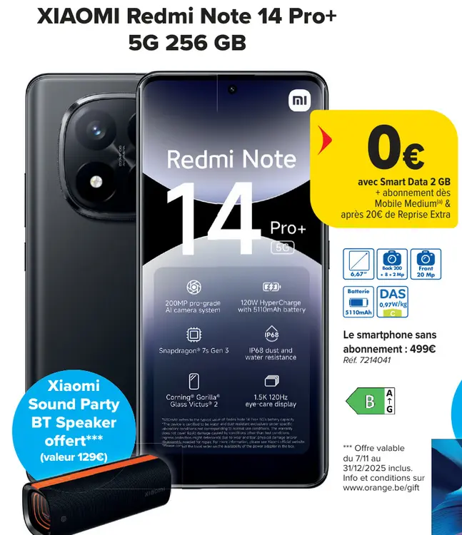 Offre: Redmi Note 14 Pro+ 5G 256 GB