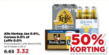 Aanbieding: Alle Hertog Jan 0.0%, Corona 0.0% of Leffe 0.0%