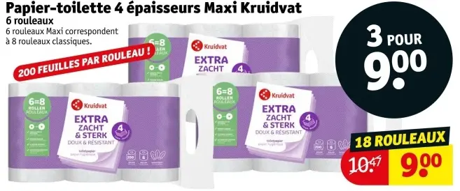 Offre: Papier-toilette 4 épaisseurs Maxi