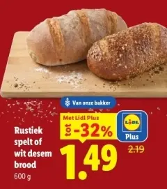 Aanbieding: Rustiek spelt of wit desem brood