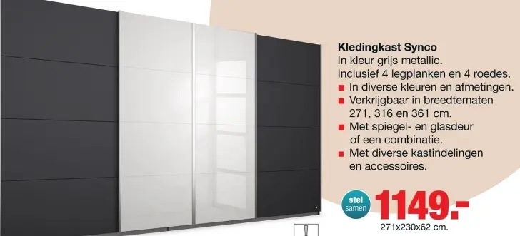 Aanbieding: Kledingkast Synco