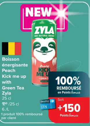 Offre: Boisson énergisante Peach Kick me up with Gre