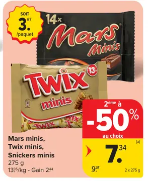 Offre: Mars minis, Twix minis, Snickers minis