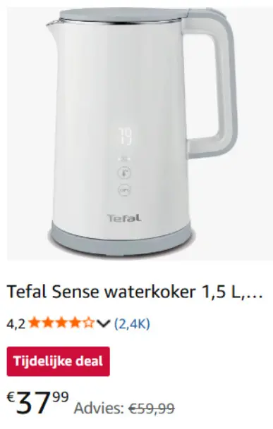 Promotie: Sense waterkoker 1,5 L