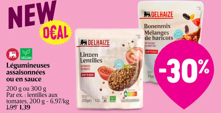 Offre: Légumineuses assaisonnées ou en sauce