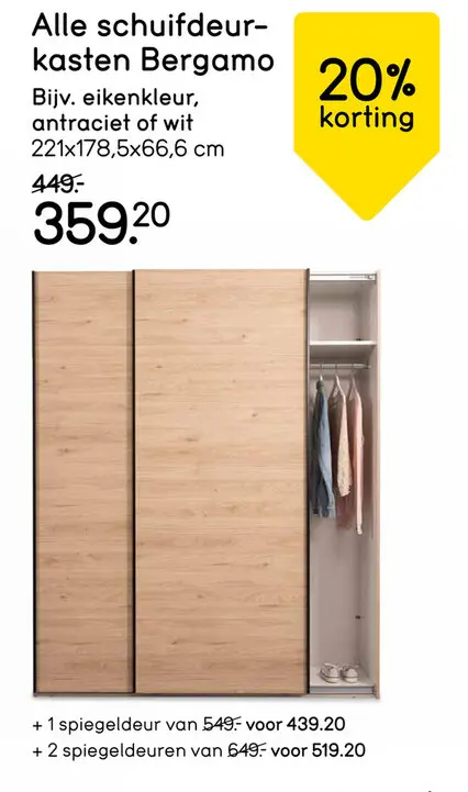 Aanbieding: Alle schuifdeurkasten Bergamo