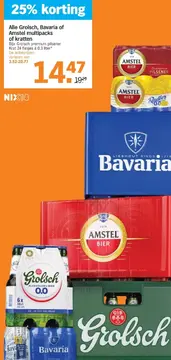 Aanbieding: Alle Grolsch, Bavaria of Amstel multipacks of kratten