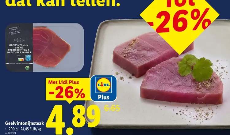 Promotie: Geelvintonijnsteak