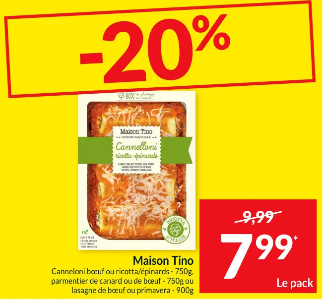 Offre: Cannelloni ricotta-épinards