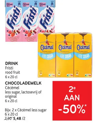 Promotie: Fristi rood fruit / Cécémel less sugar, lactosevrij