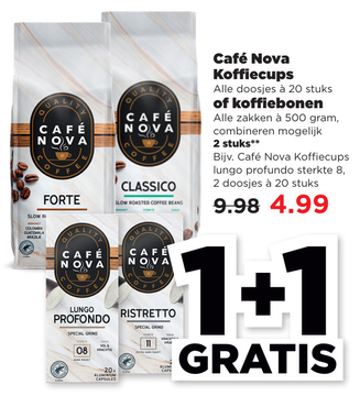 Aanbieding: CAFÉ NOVA SLOW R BRAZILE FORTE LITY LUNGO PROFONDO SPECIAL GRIND VOL & KRACHTIG CLASSICO SLOW ROASTED COFFEE BEANS RISTRETTO