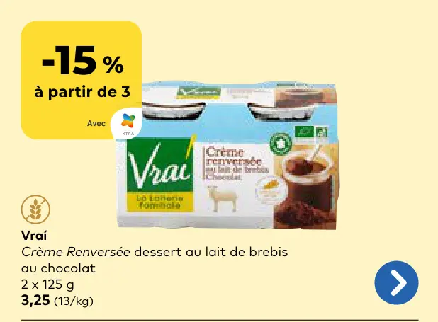 Offre: Crème Renversée dessert au lait de brebis au chocolat