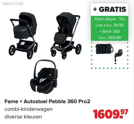 Aanbieding: Fame + Autostoel Pebble 360 Pro2 combi-kinderwagen