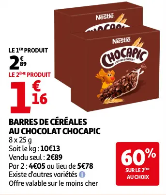 Offre: Barres de céréales au chocolat Chocapic
