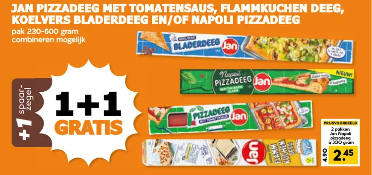 Aanbieding: Pizzadeeg met tomatensaus, flammkuchen deeg, koelvers bladerdeeg en/of napoli pizzadeeg