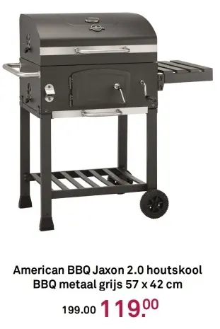 Aanbieding: American BBQ Jaxon 2.0 houtskool BBQ metaal grijs