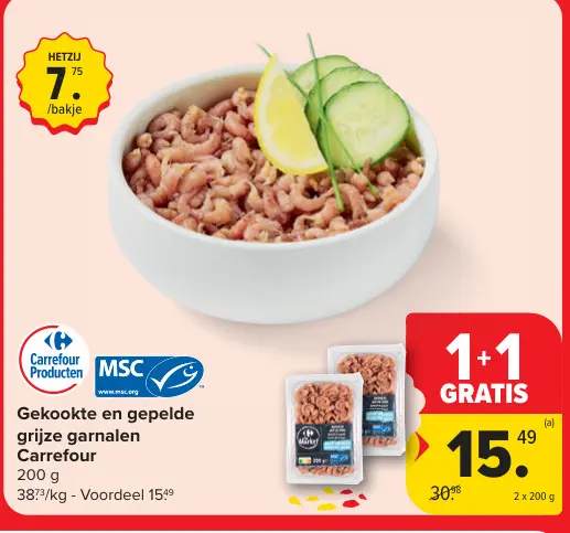 Promotie: Gekookte en gepelde grijze garnalen
