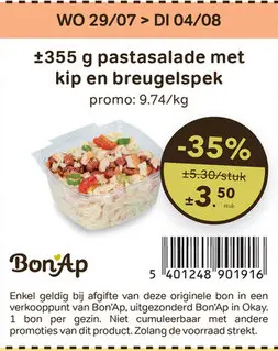 Promotie: Pastasalade met kip en breugelspek