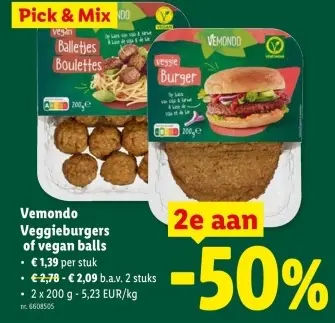 Promotie: Vemondo Veggieburgers of vegan balls