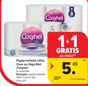 Offre: Papier-toilette Ultra Care ou Giga Roll Cosyn