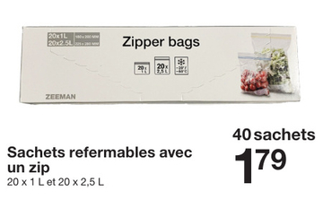 Offre: Sachets refermables avec un zip