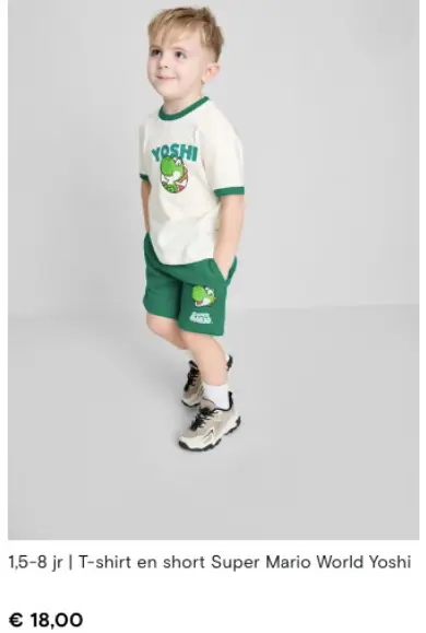Aanbieding: T-shirt en short Super Mario World Yoshi