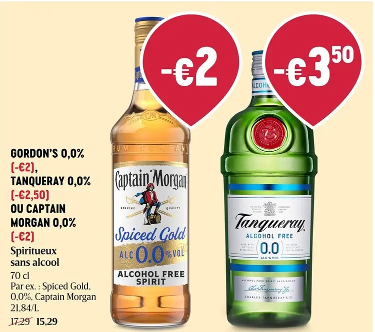 Offre: Gordon's 0,0%, Tanqueray 0,0% ou Captain Morgan