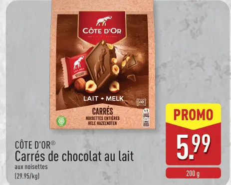 Offre: Carrés de chocolat au lait