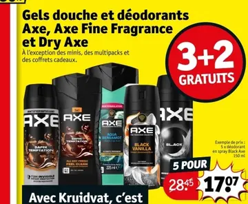 Offre: Gels douche et déodorants Axe, Axe Fine Fragrance et Dry Axe