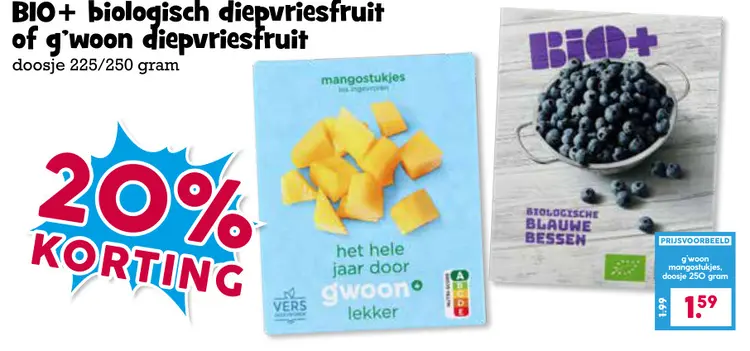 Aanbieding: biologisch diepvriesfruit of g'woon diepvries