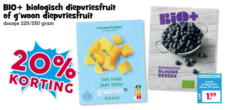 Aanbieding: biologisch diepvriesfruit of g'woon diepvries