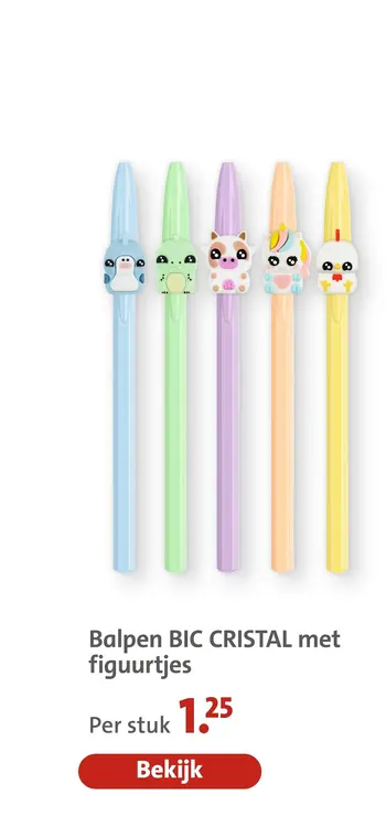 Aanbieding: Balpen BIC CRISTAL met figuurtjes