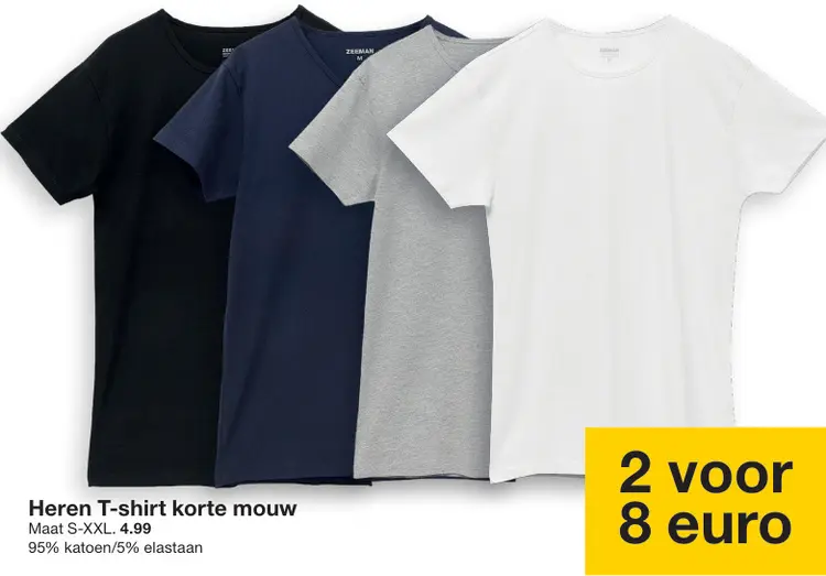 Aanbieding: Zeeman Heren T-shirt korte mouw