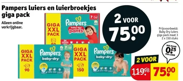Aanbieding: Pampers luiers en luierbroekjes giga pack