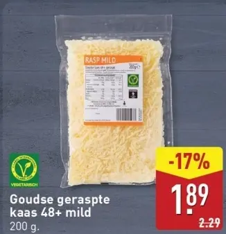 Aanbieding: Goudse geraspte kaas 48+ mild