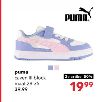 Aanbieding: Puma Caven III Block meisjes sneakers blauw roze