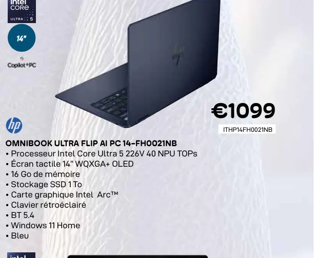 Offre: Omnibook ultra flip ai pc 14-fh0021nb