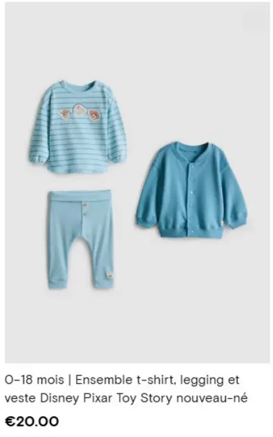 Offre: Ensemble t-shirt, legging et veste Disney Pixar Toy Story nouveau-né