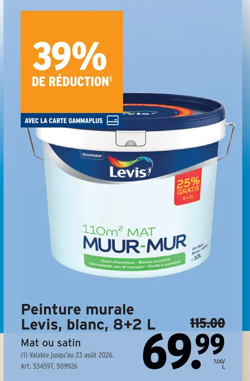 Offre: Peinture murale Levis, blanc