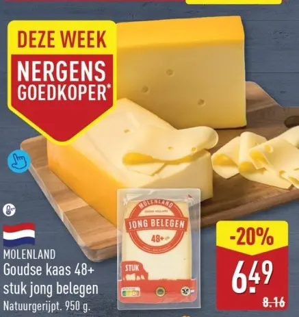 Aanbieding: Goudse kaas 48+ stuk jong belegen
