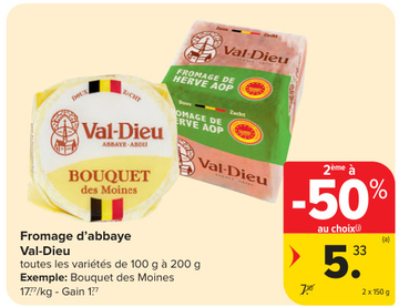 Offre: Fromage d'abbaye Val-Dieu