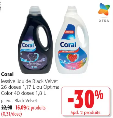 Offre: lessive liquide Black Velvet ou Optimal Color