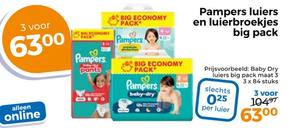 Aanbieding: Pampers luiers en luierbroekjes big pack