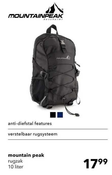 Aanbieding: Mountain Peak rugzak zwart 10 liter