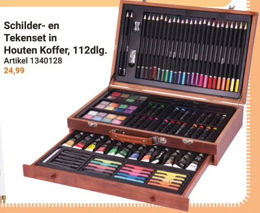 Aanbieding: Schilder- en Tekenset in Houten Koffer
