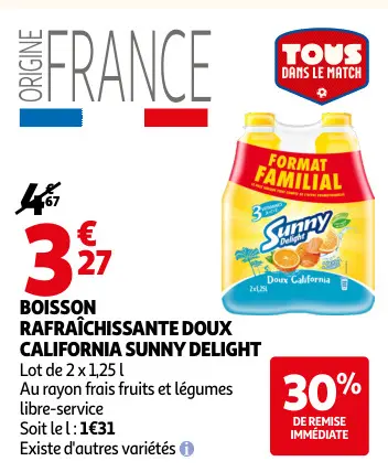Promotie: Boisson rafraîchissante doux california Sunny