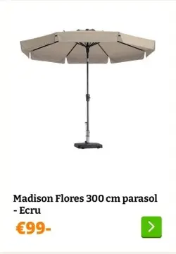 Aanbieding: Madison Flores 300 cm parasol - Ecru